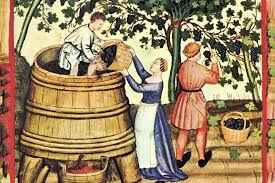 an old picture of florentines making wine
